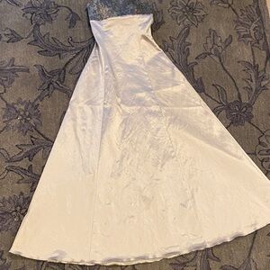 Maria Bianca Nero Strapless Silver Gown (with black lace print across chest)